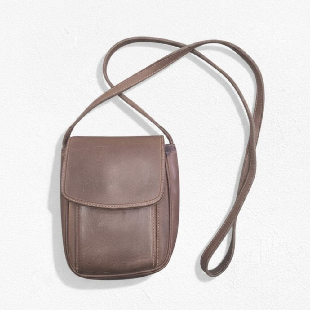 Vintage 90s G.H. Bass Leather Crossbody Bag Brown Mini Wallet Purse Phone Case